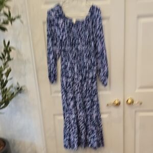 Terra & Sky Blue Floral Long Sleeve Maxi Dress